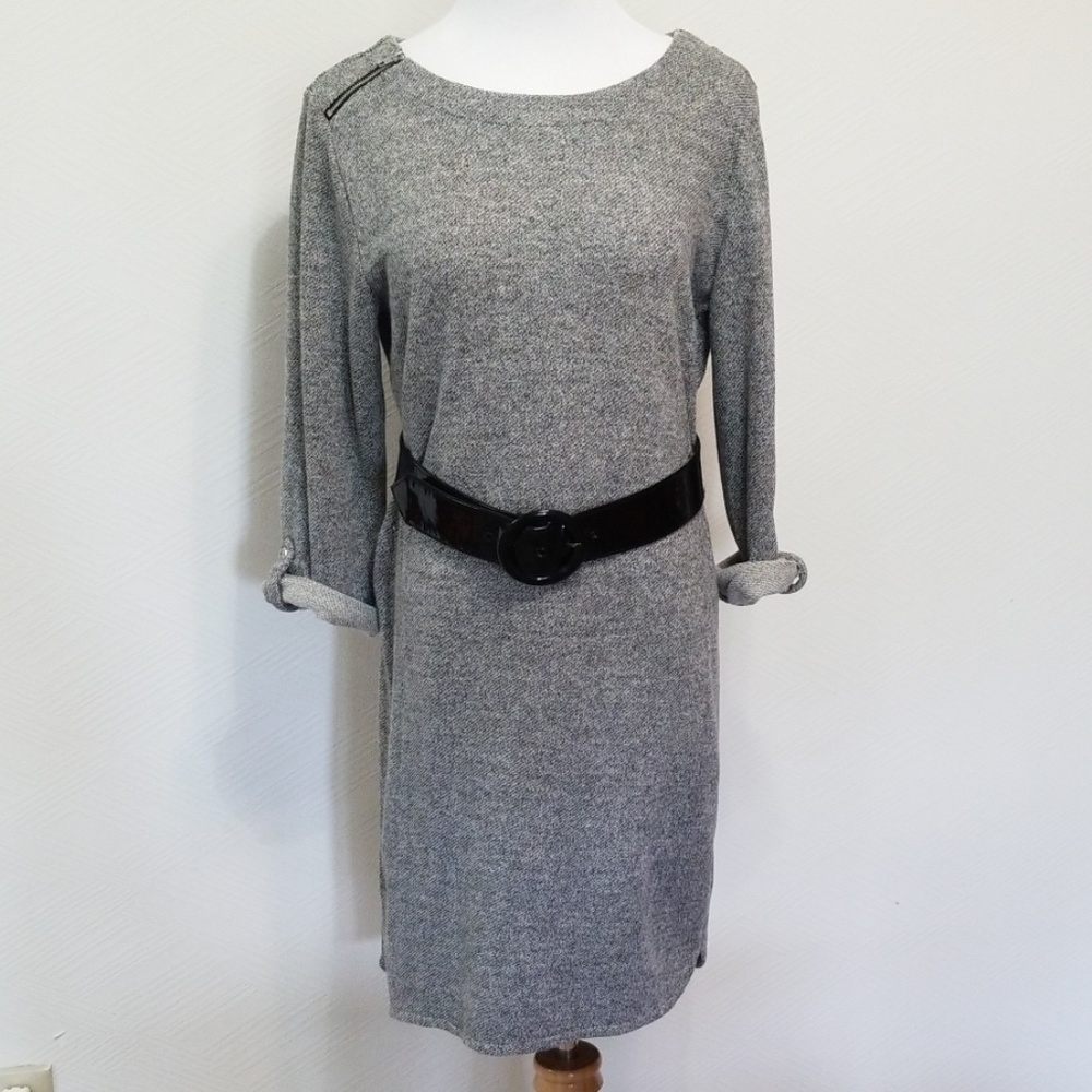 Gray Sweater Dress Sz M w Zipper Detail